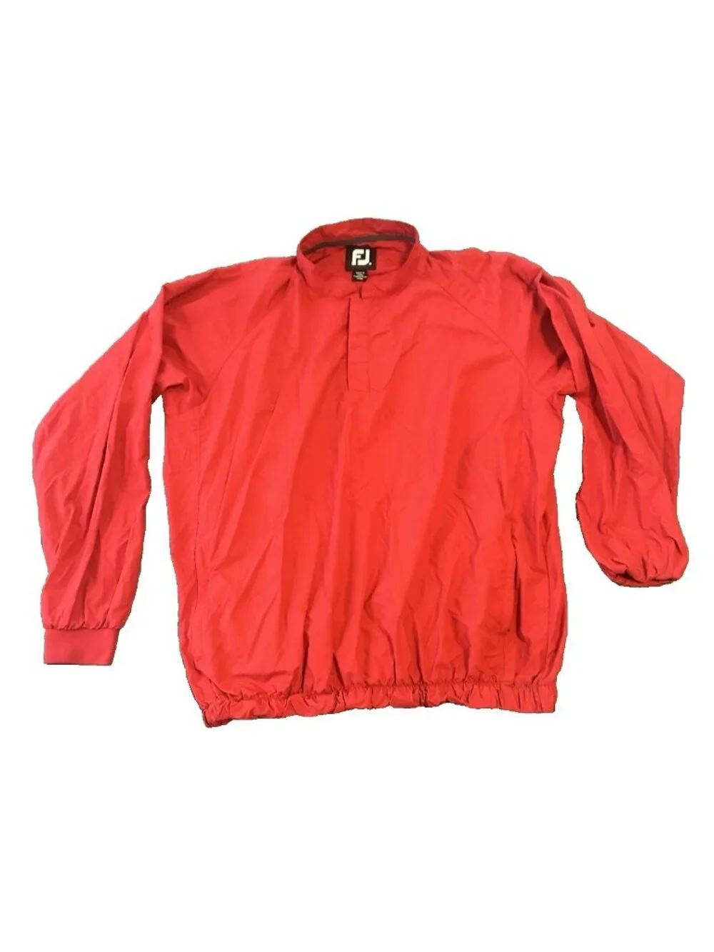 Footjoy FJ Mens Golf Windbreaker Pullover Jacker XL Red Nylon 1/4 Zip Packable